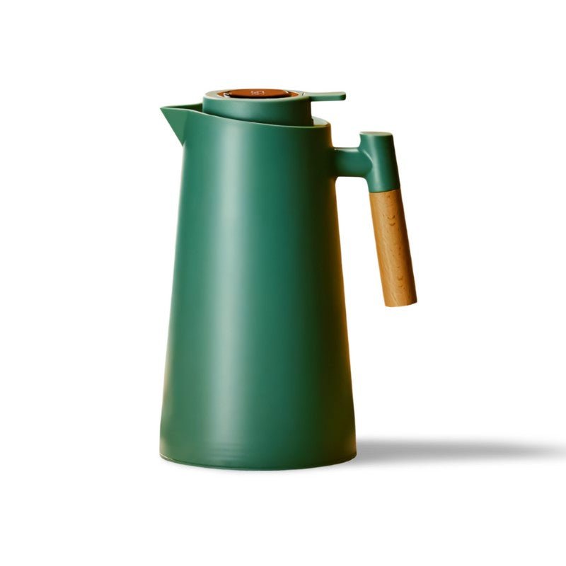 Glass Beverage Jug with Wooden Handle and Lid