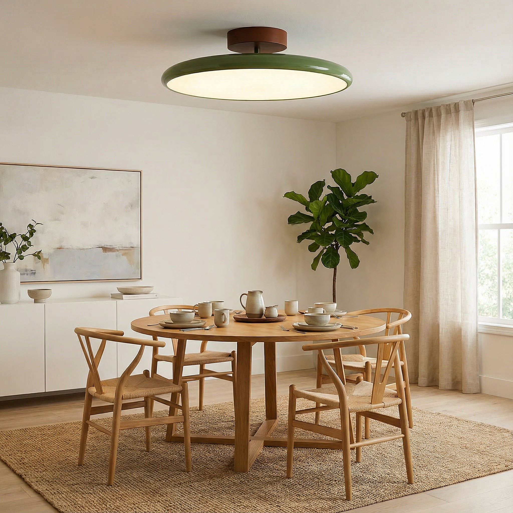 Glass Flush Mount Ceiling Light with Metal Canopy