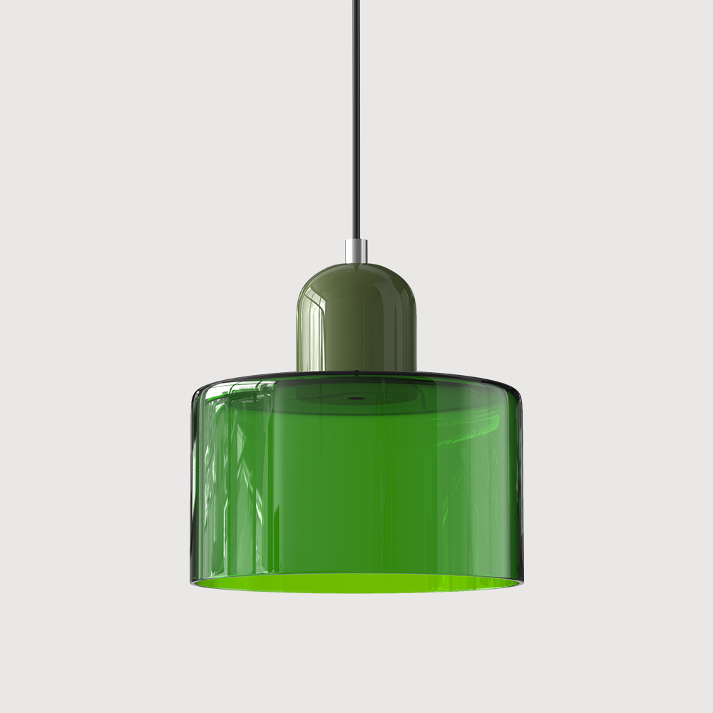 Glass Pendant Light Hanging Ceiling Lamp Cylinder Shade