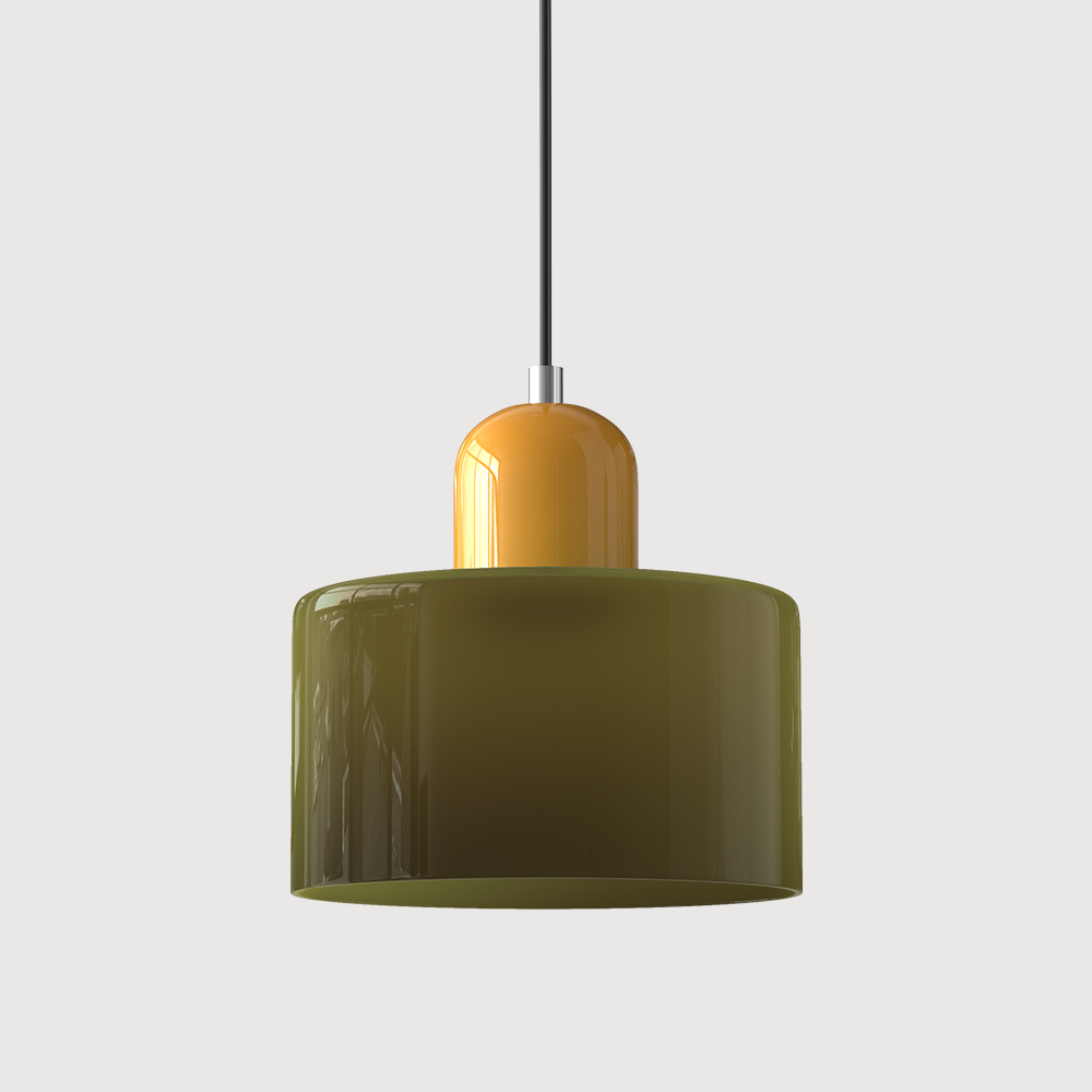 Glass Pendant Light Hanging Ceiling Lamp Cylinder Shade