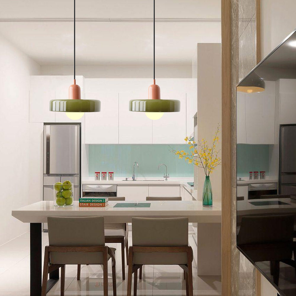 Glass Pendant Light with Metal Fixture