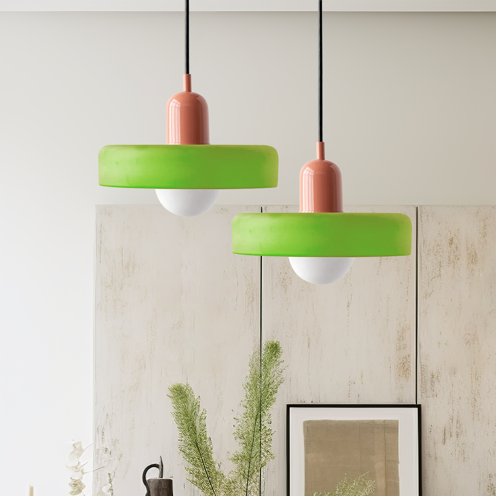 Glass Pendant Light with Metal Fixture