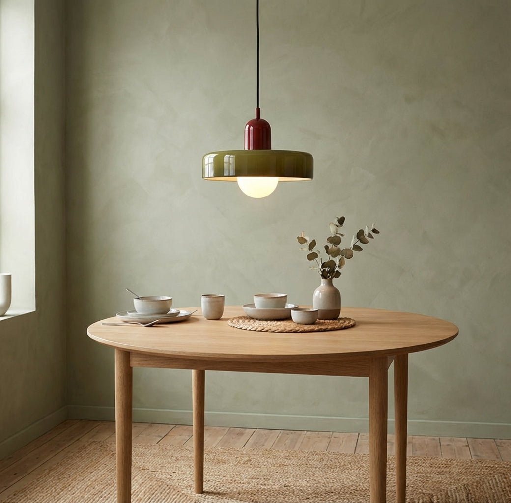 Glass Pendant Light with Metal Fixture