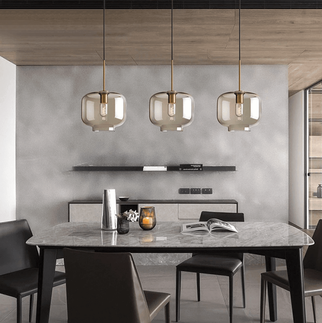 Glass Pendant Light with Metal Fixture