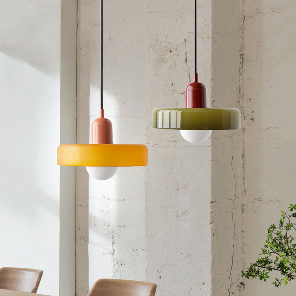 Glass Pendant Light with Metal Fixture