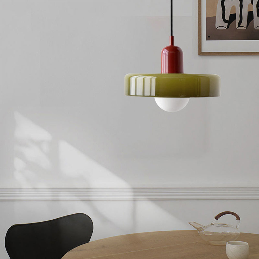 Glass Pendant Light with Metal Fixture