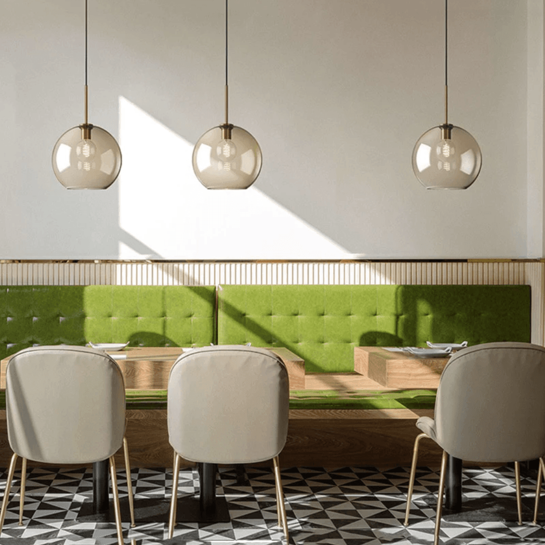 Glass Pendant Light with Metal Fixture