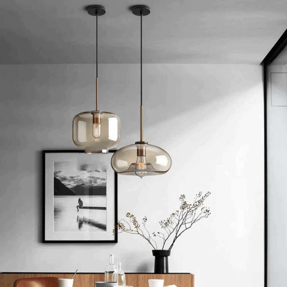 Glass Pendant Light with Metal Fixture