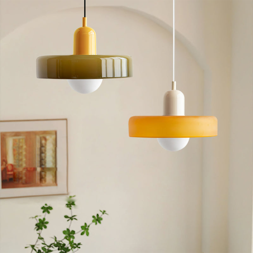 Glass Pendant Light with Metal Fixture