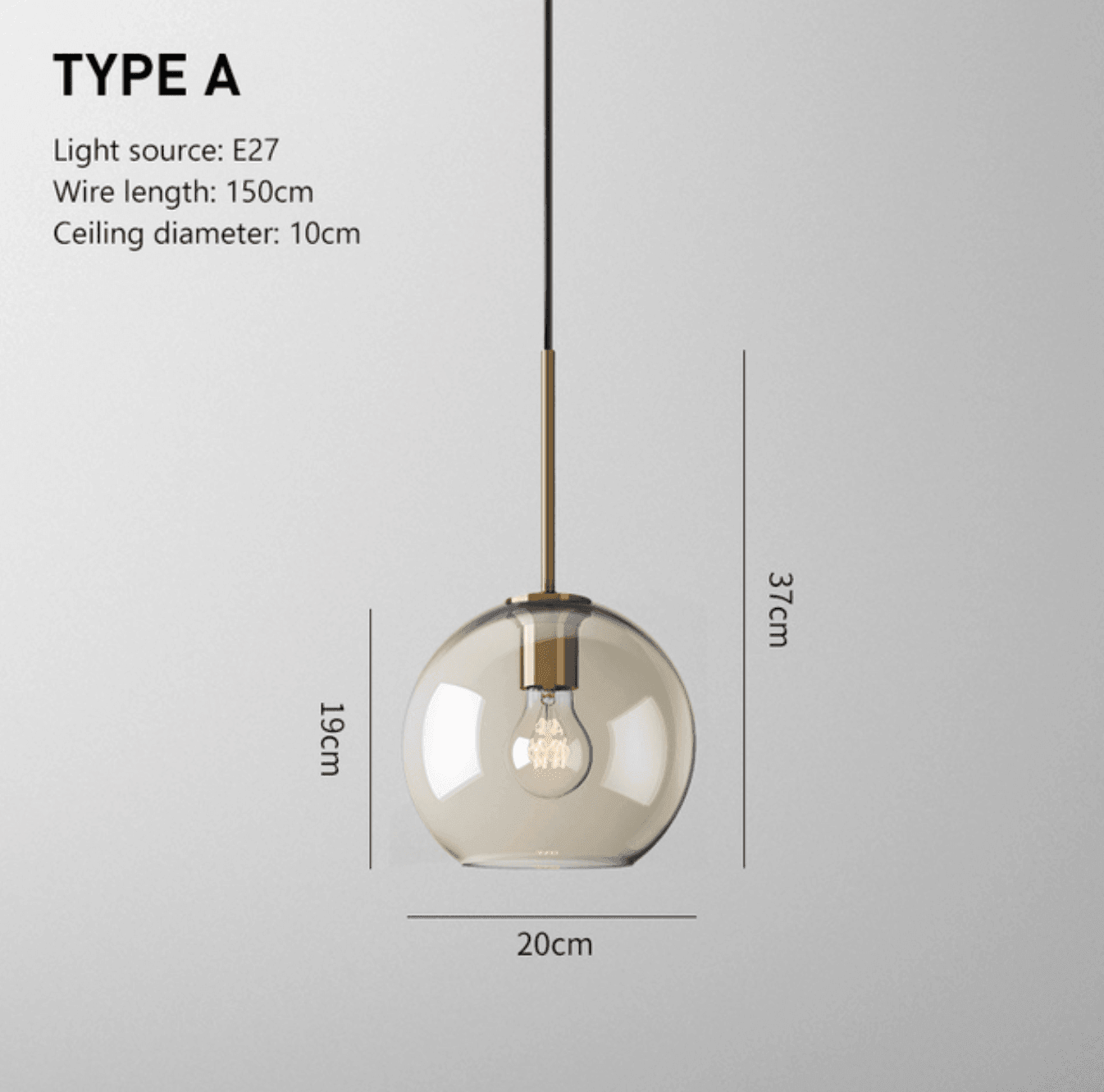 Glass Pendant Light with Metal Fixture