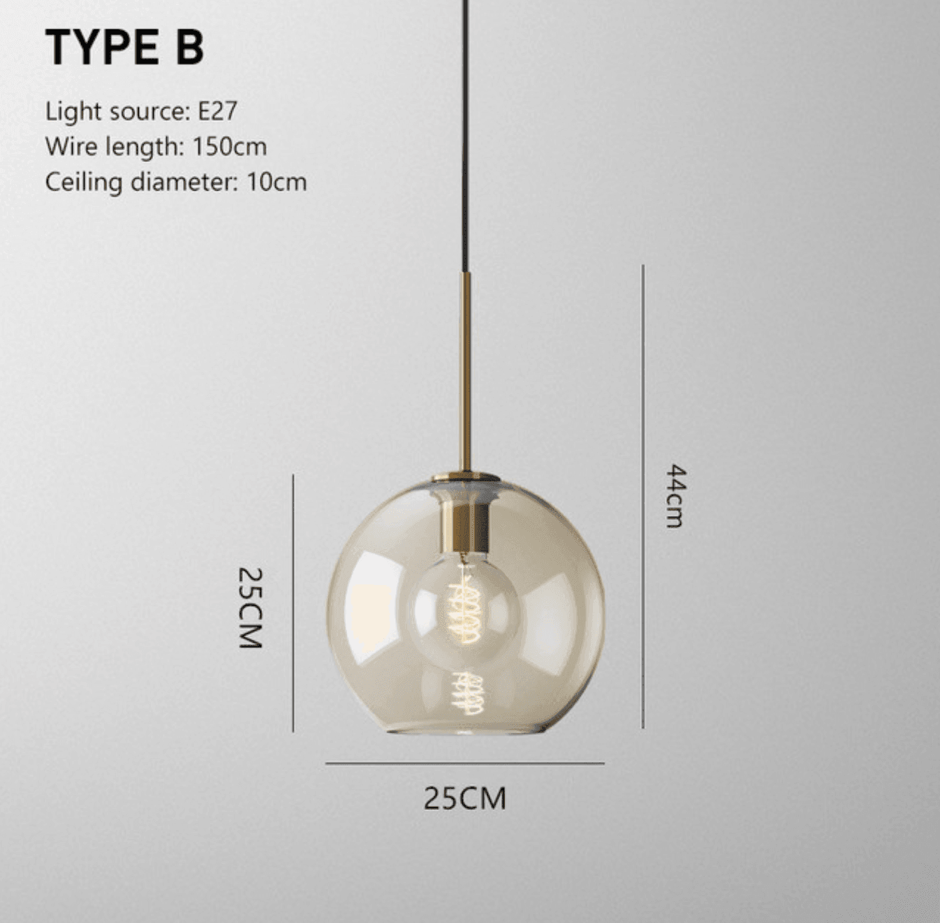 Glass Pendant Light with Metal Fixture