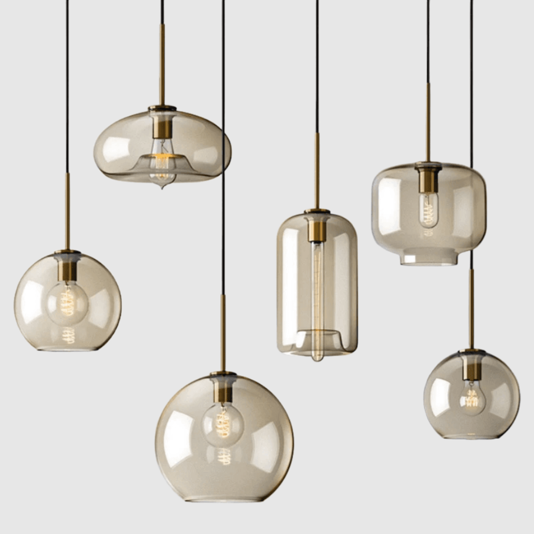 Glass Pendant Light with Metal Fixture