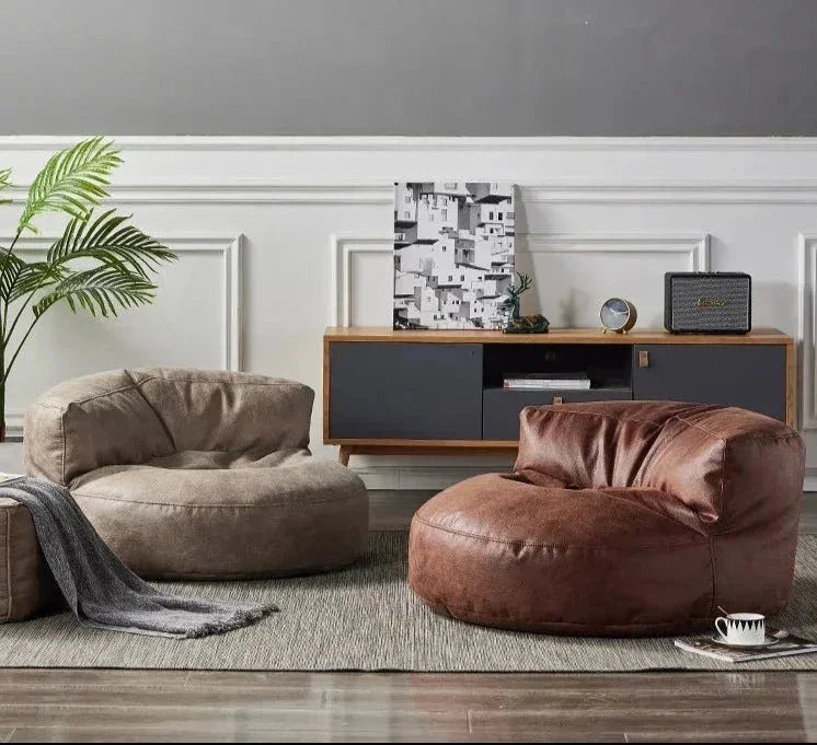 Bean Bag Sofa Cover Ergonomic Lounge Seat with Matching Stools