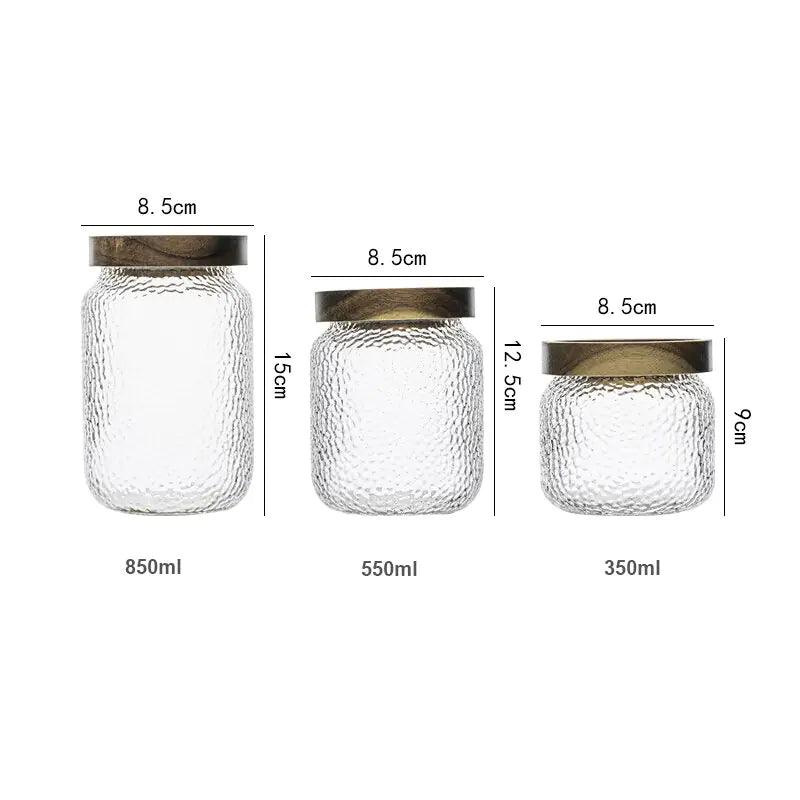 Airtight Glass Storage Jar Wooden Lid Food Storage Container