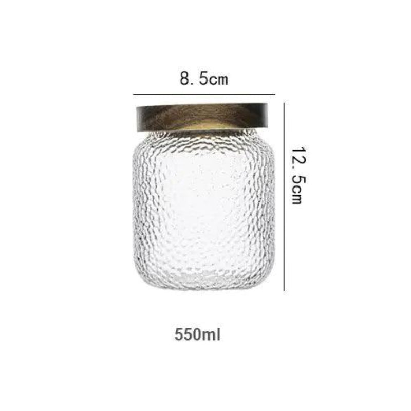 Airtight Glass Storage Jar Wooden Lid Food Storage Container
