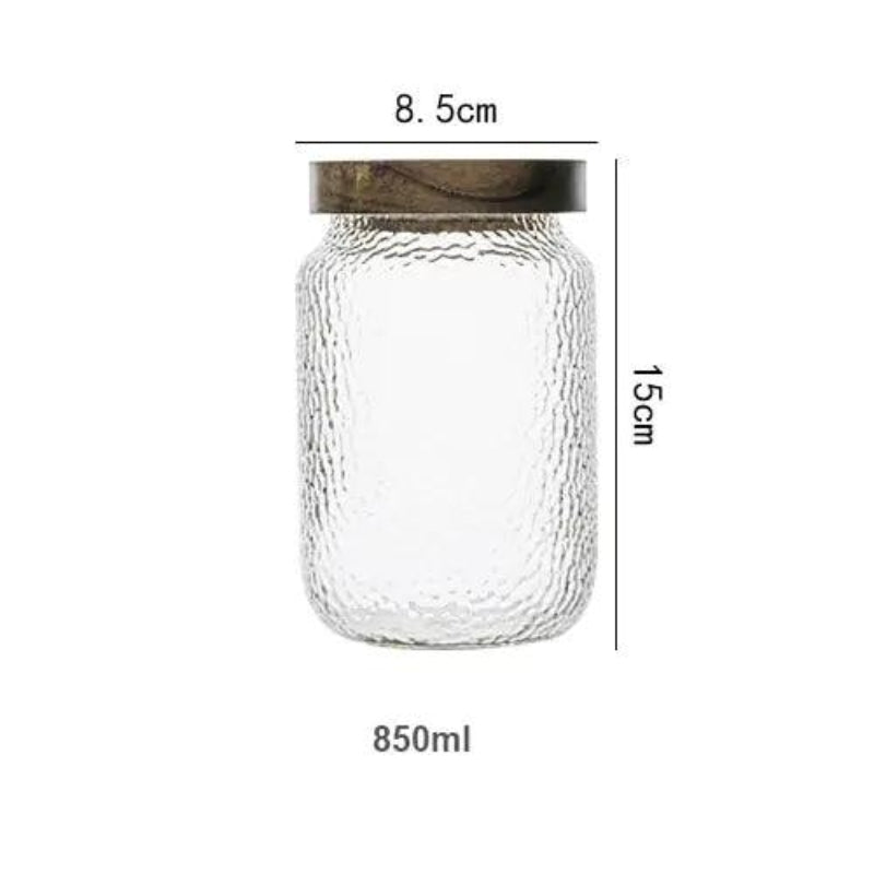 Airtight Glass Storage Jar Wooden Lid Food Storage Container