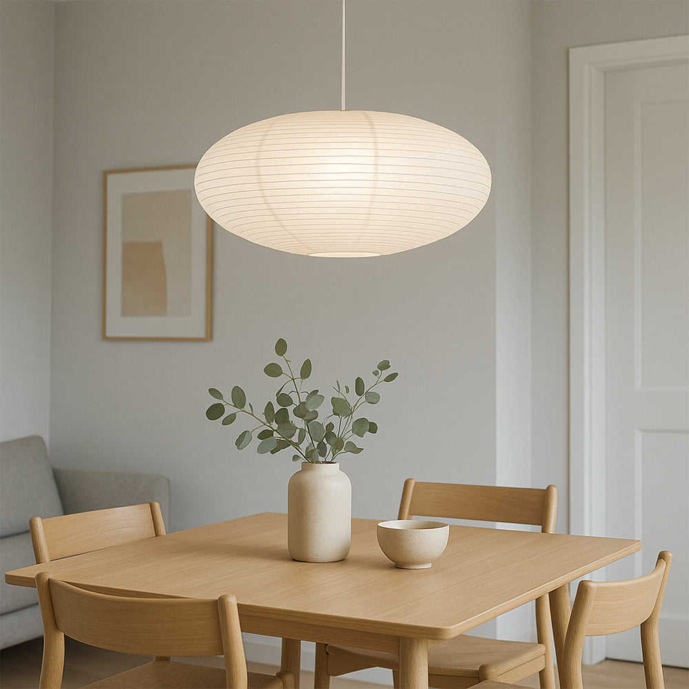 Paper Shade Pendant Light E27 Wabi Sabi for Dining Rooms