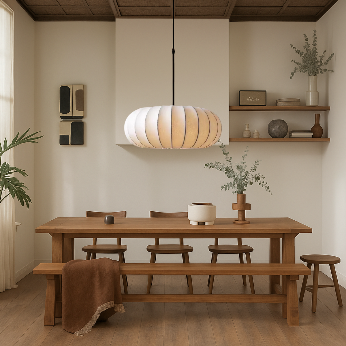 Pleated Wabi Sabi Pendant Light E27 for Dining Rooms