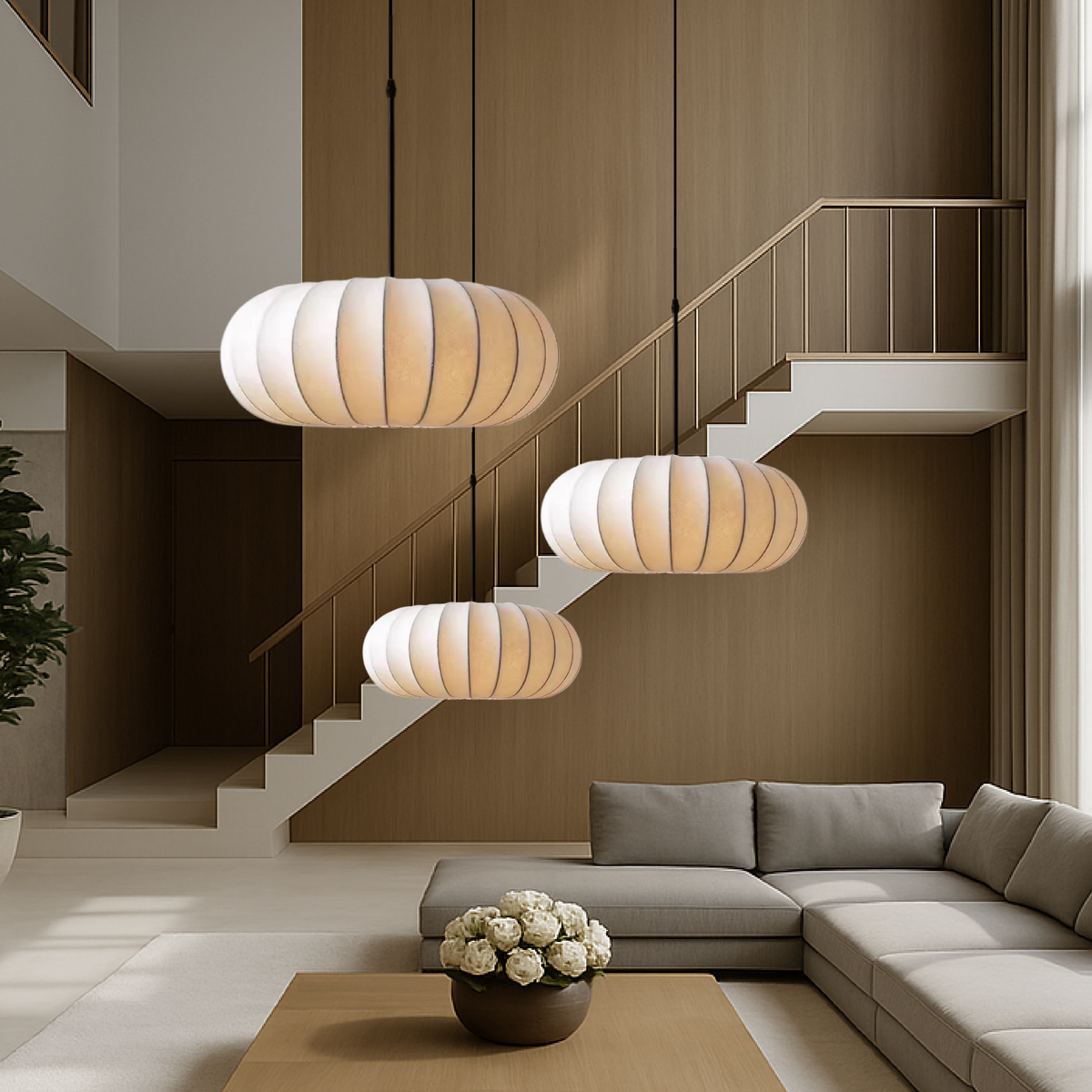 Pleated Wabi Sabi Pendant Light E27 for Dining Rooms