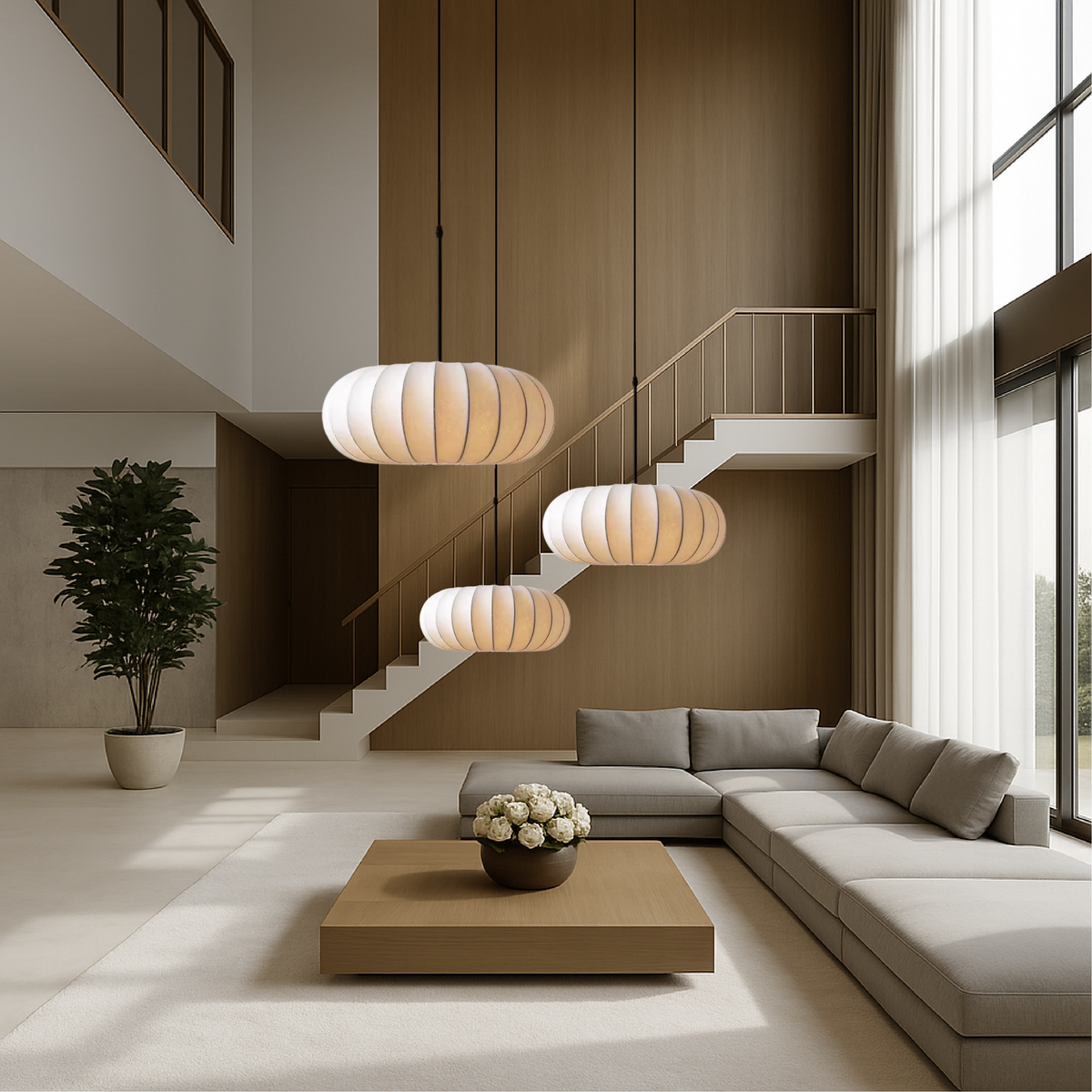 Pleated Wabi Sabi Pendant Light E27 for Dining Rooms