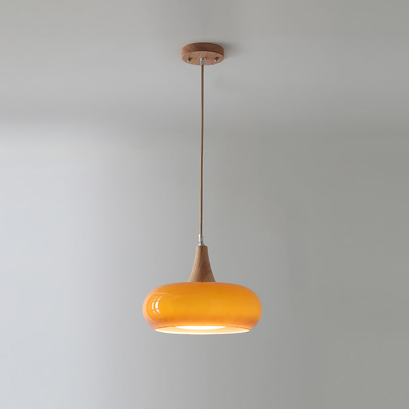 Glass Pendant Light Glossy Dome Shade Hanging Light