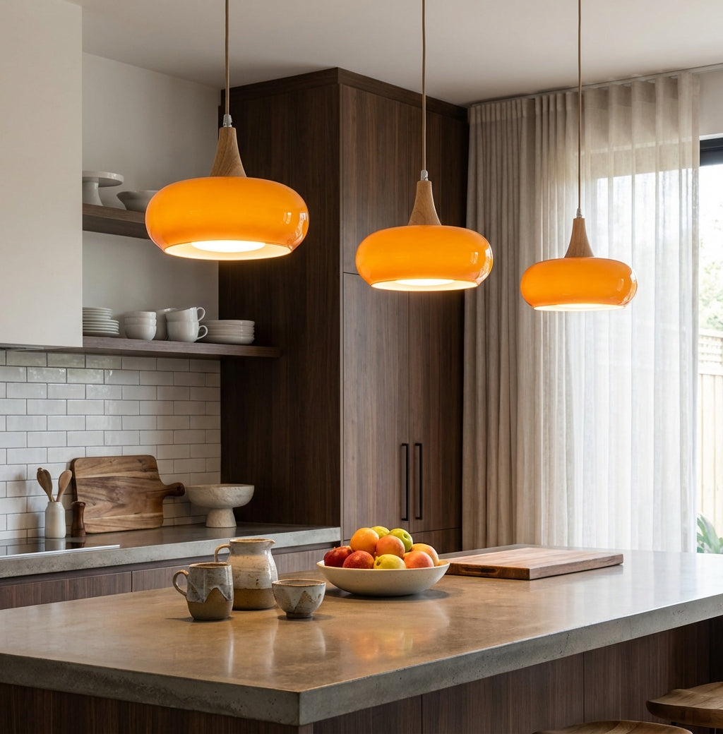 Glass Pendant Light Glossy Dome Shade Hanging Light