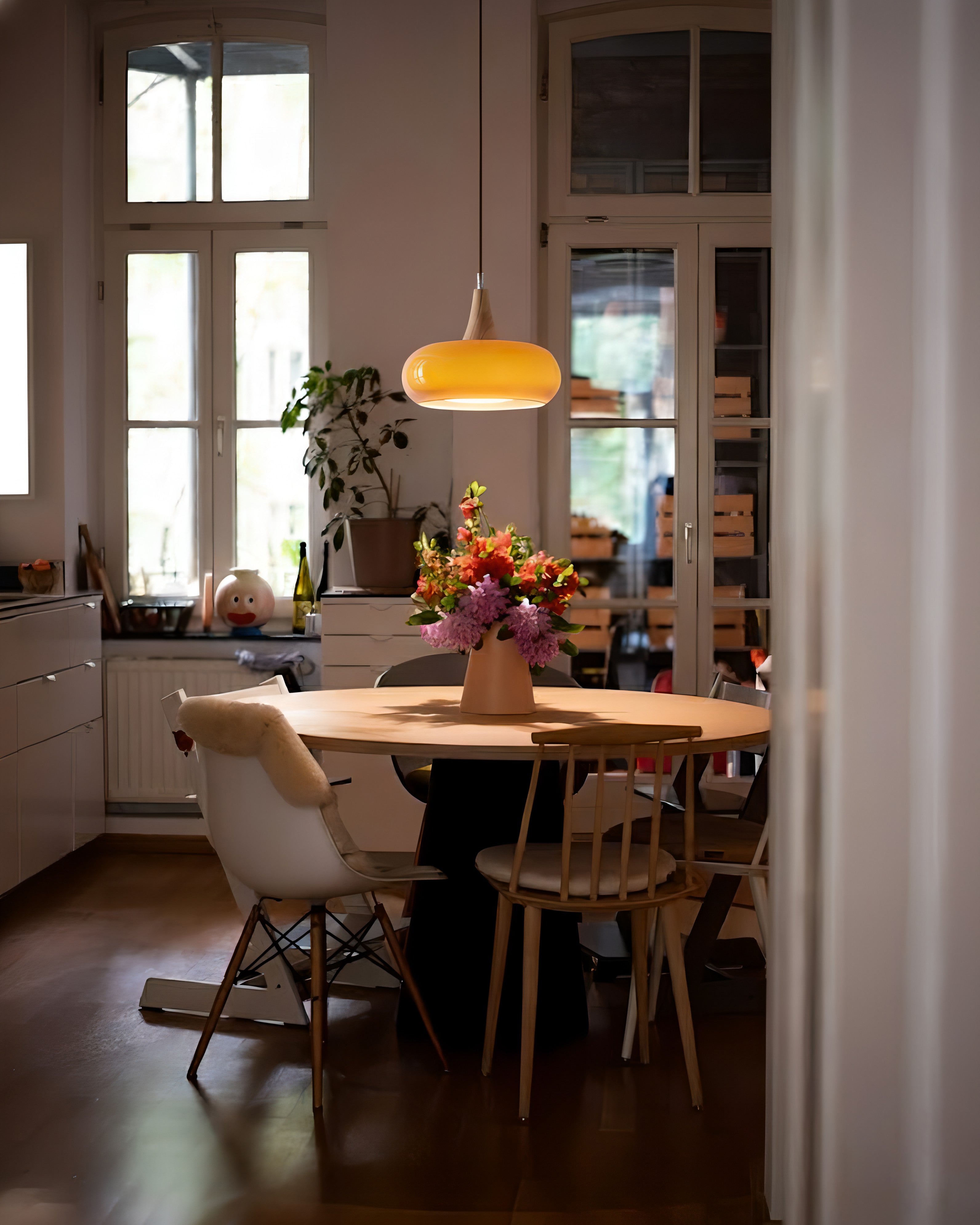 Glass Pendant Light Glossy Dome Shade Hanging Light