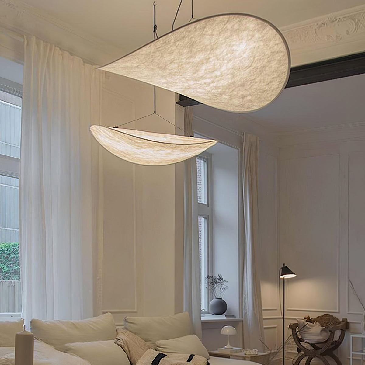 Fabric Pendant Light Hanging Ceiling Light Oval Shade