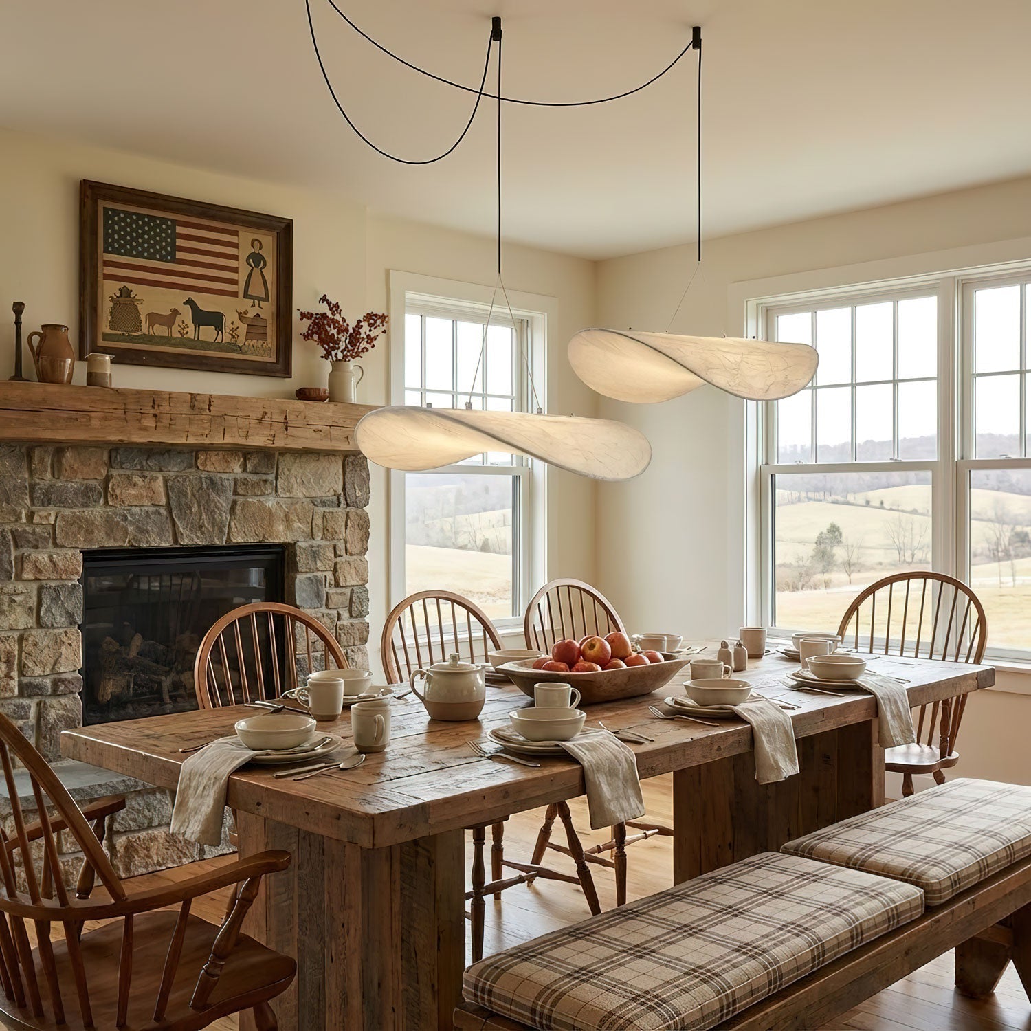 Fabric Pendant Light Hanging Ceiling Light Oval Shade