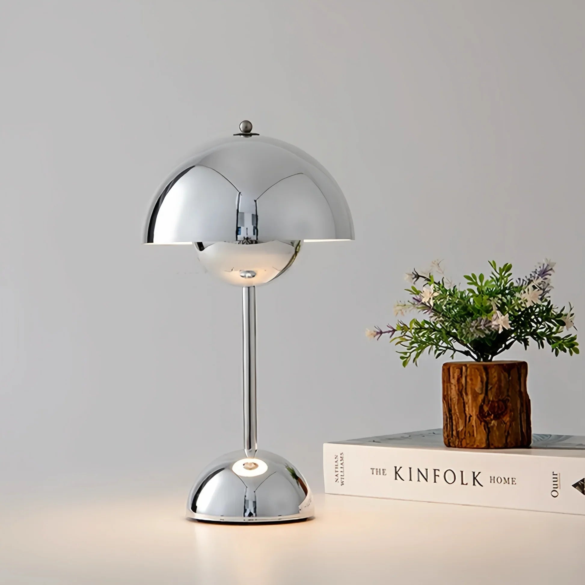 Chrome Cordless Table Lamp Rechargeable Dimmable LED