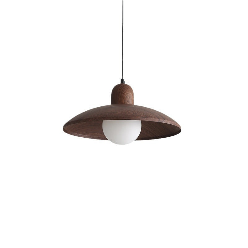 Pendant Light Iron Walnut Wood Finish Wabi Sabi Japanese Bedside Reading Nook