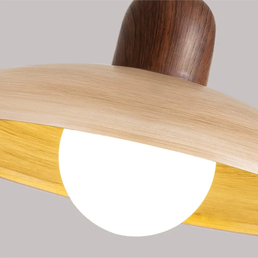 Pendant Light Iron Walnut Wood Finish Wabi Sabi Japanese Bedside Reading Nook
