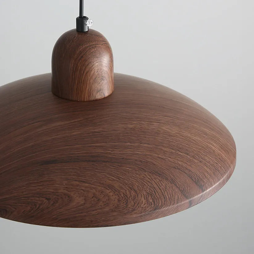 Pendant Light Iron Walnut Wood Finish Wabi Sabi Japanese Bedside Reading Nook