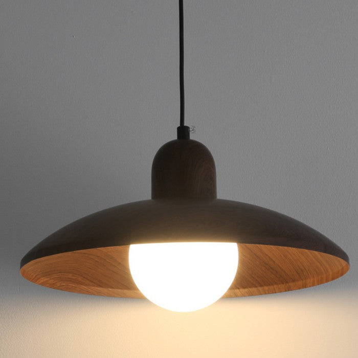 Pendant Light Iron Walnut Wood Finish Wabi Sabi Japanese Bedside Reading Nook