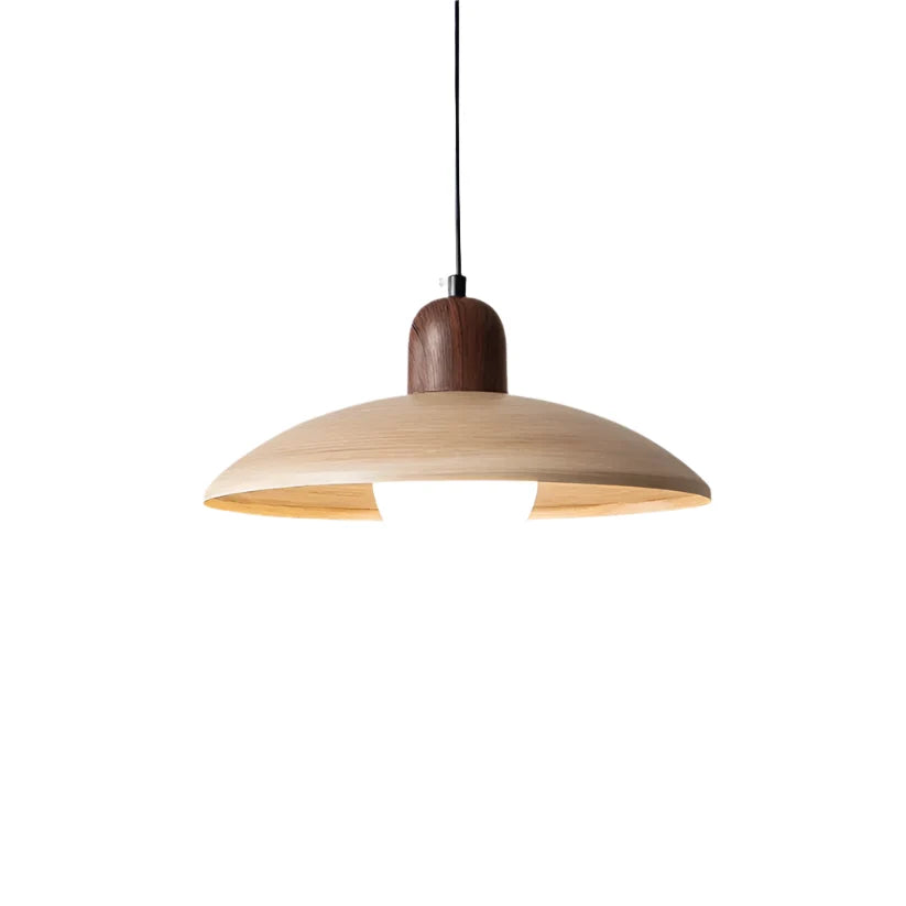 Pendant Light Iron Walnut Wood Finish Wabi Sabi Japanese Bedside Reading Nook