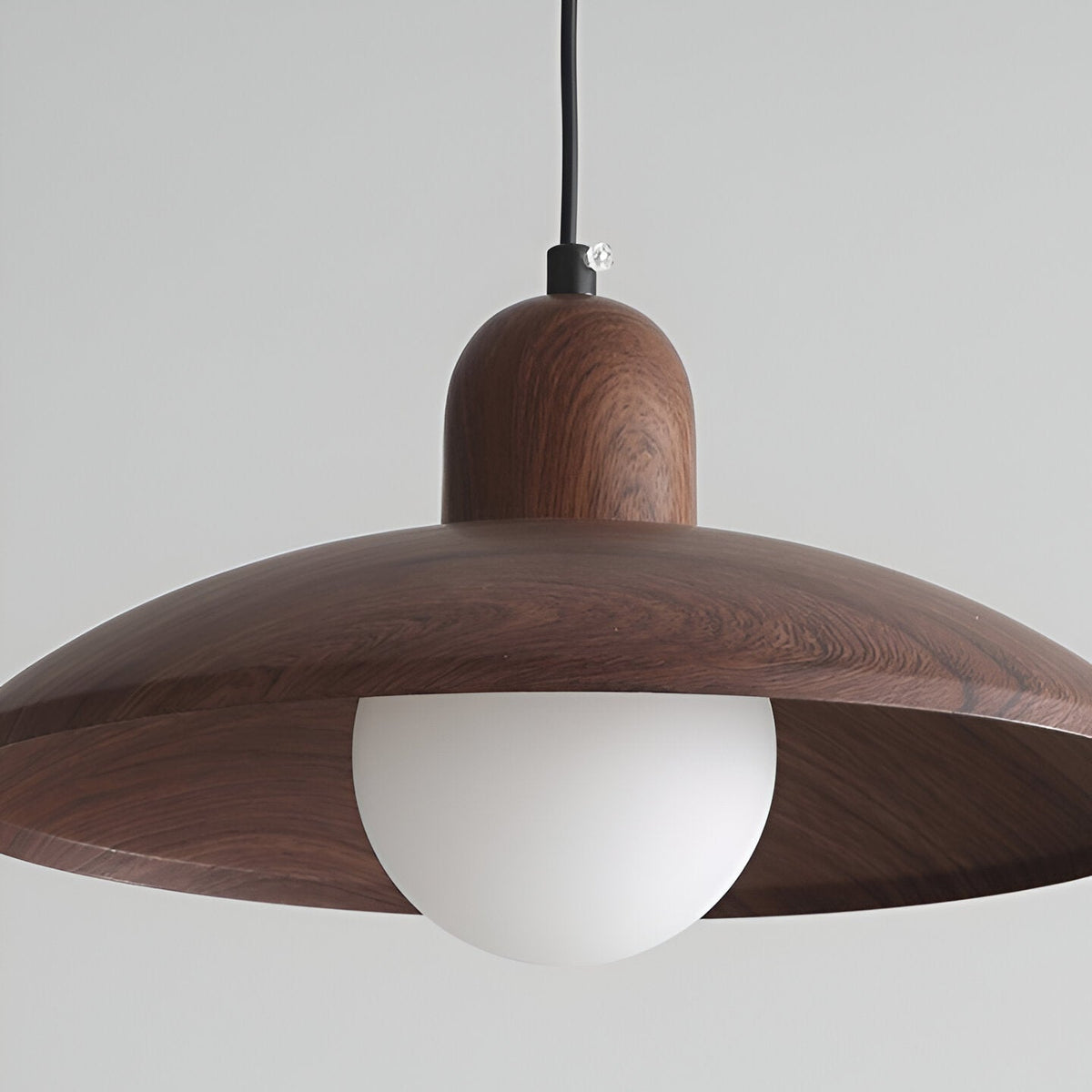 Pendant Light Iron Walnut Wood Finish Wabi Sabi Japanese Bedside Reading Nook
