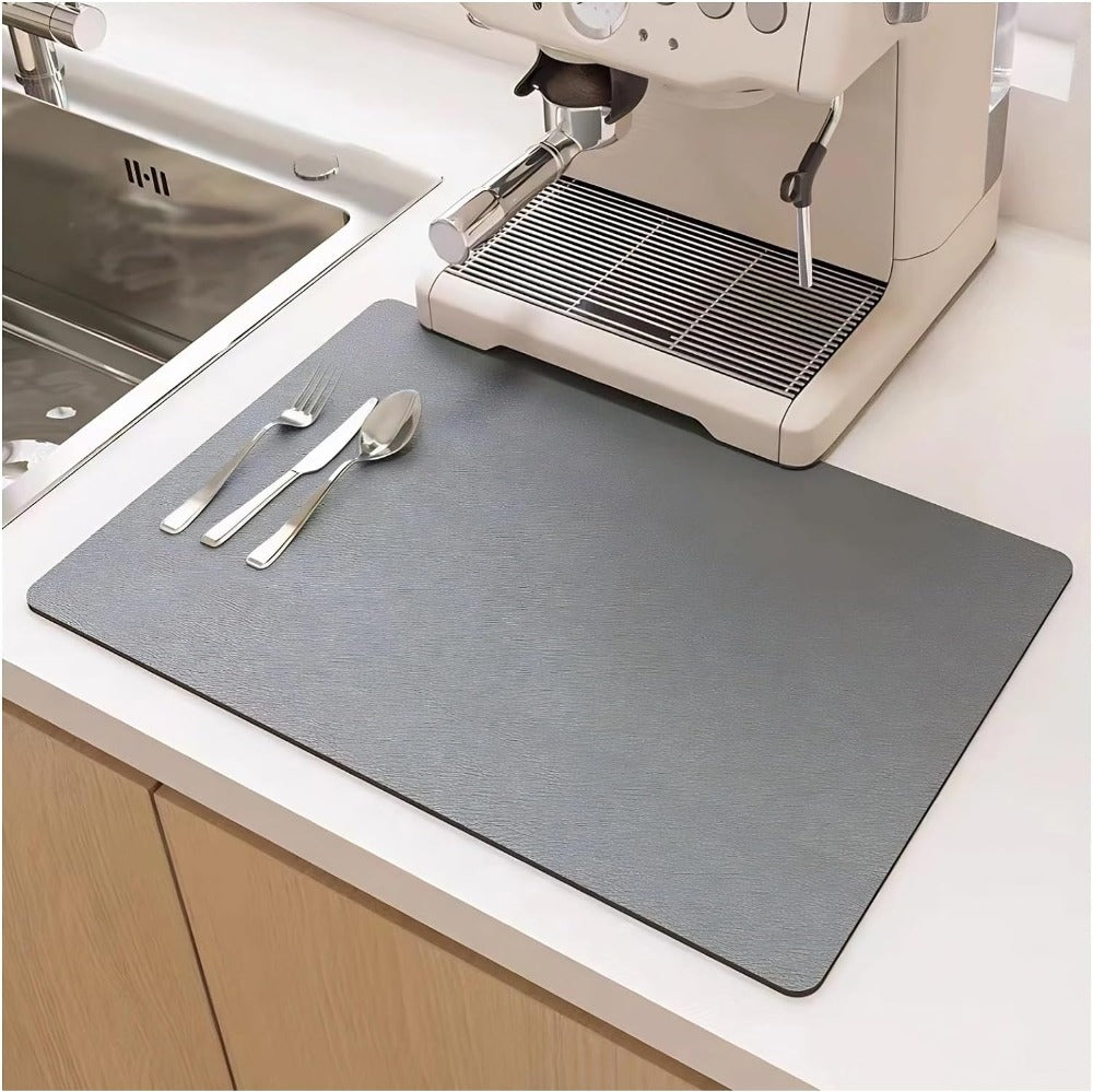 Kitchen Dish Drying Mat with Non-Slip Rubber Backing