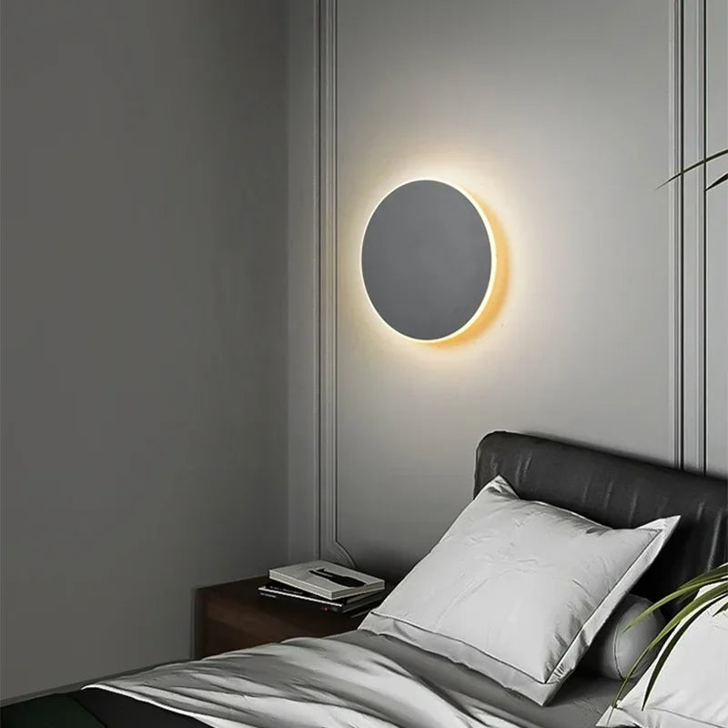 Wall Light LED Round Aluminium Touch Switch Minimalist Bedroom Hallway Stairway
