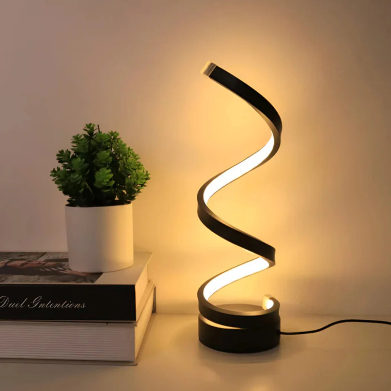 LED Table Lamp with Spiral Light Strip Design