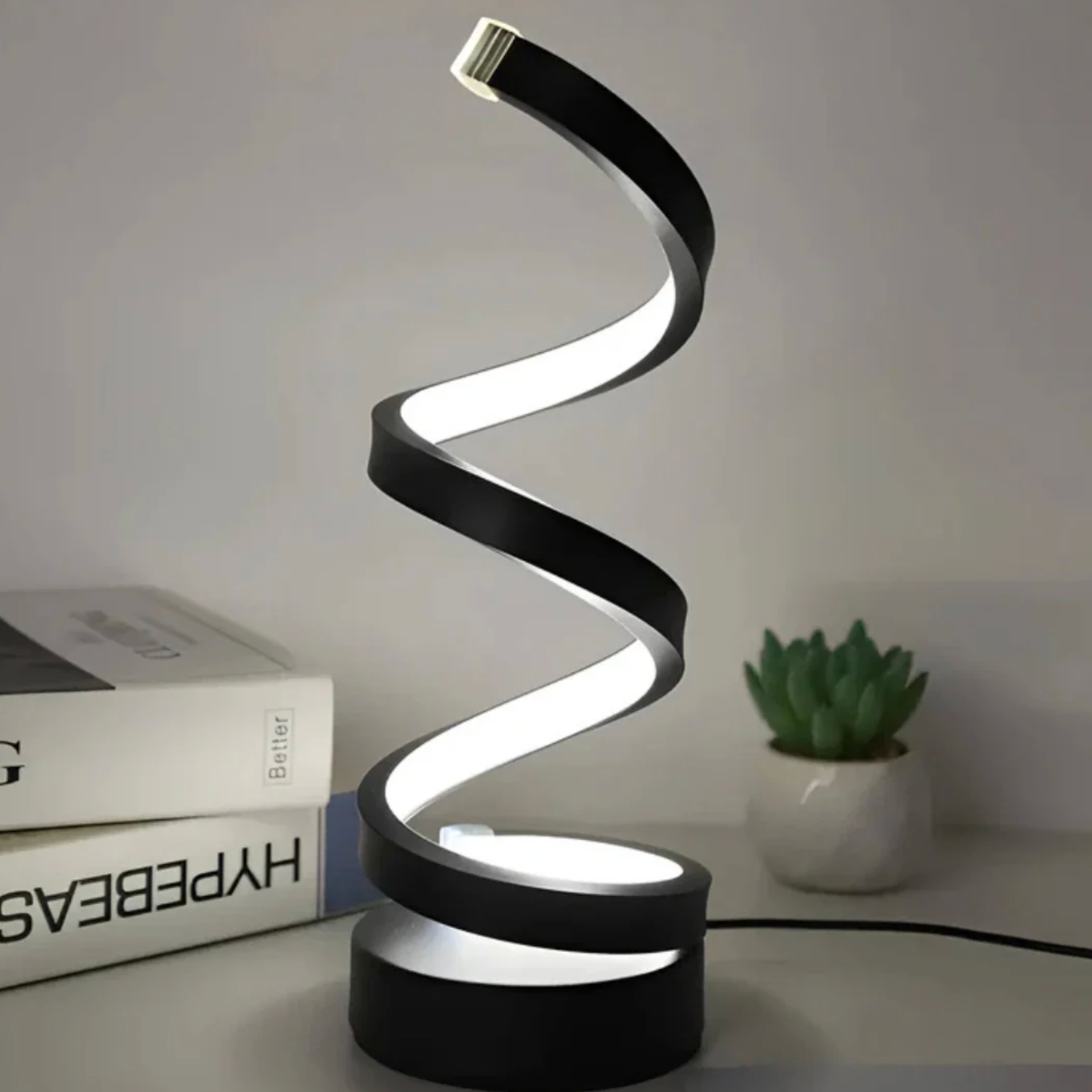 LED Table Lamp with Spiral Light Strip Design