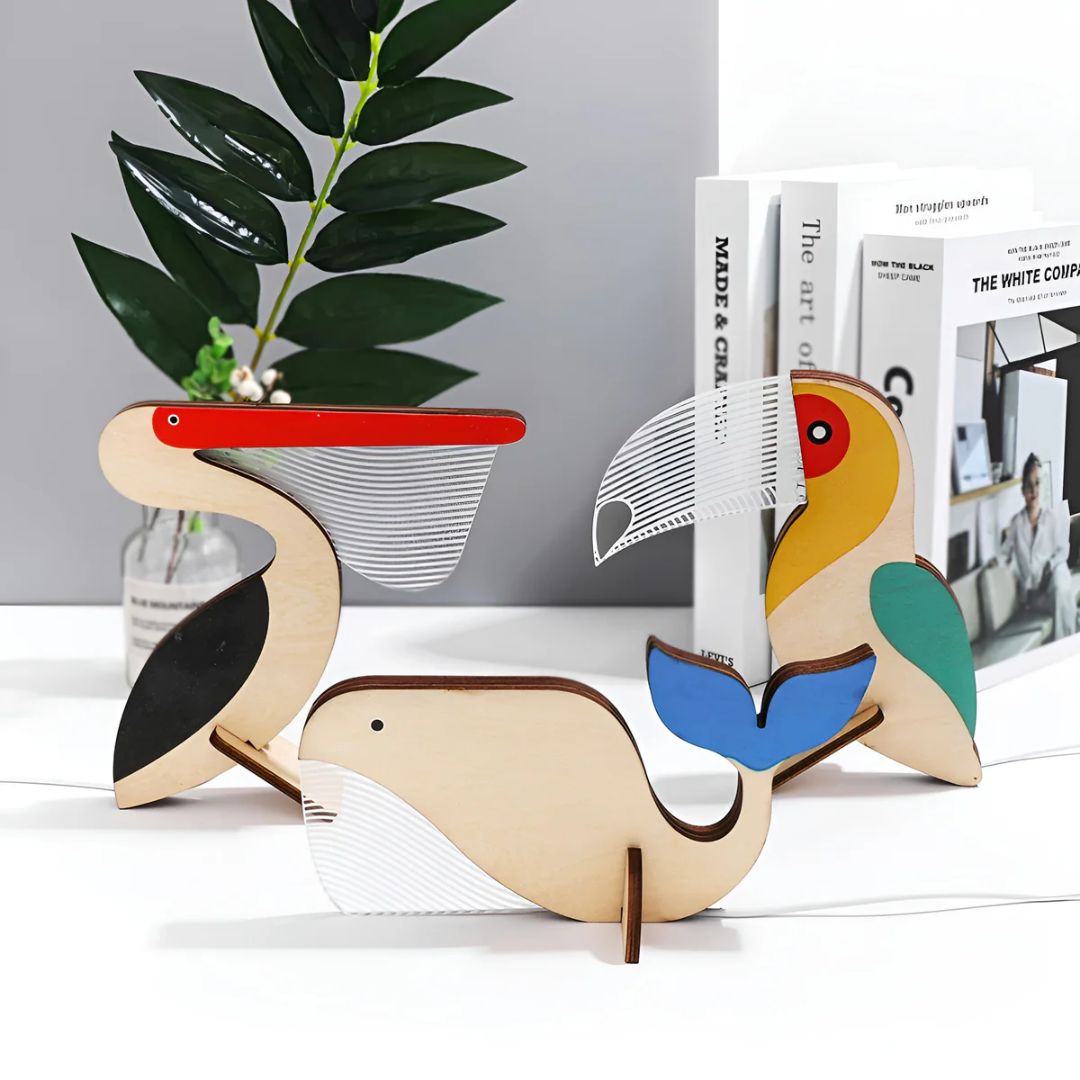 LED Table Lamp with Wooden Toucan Design