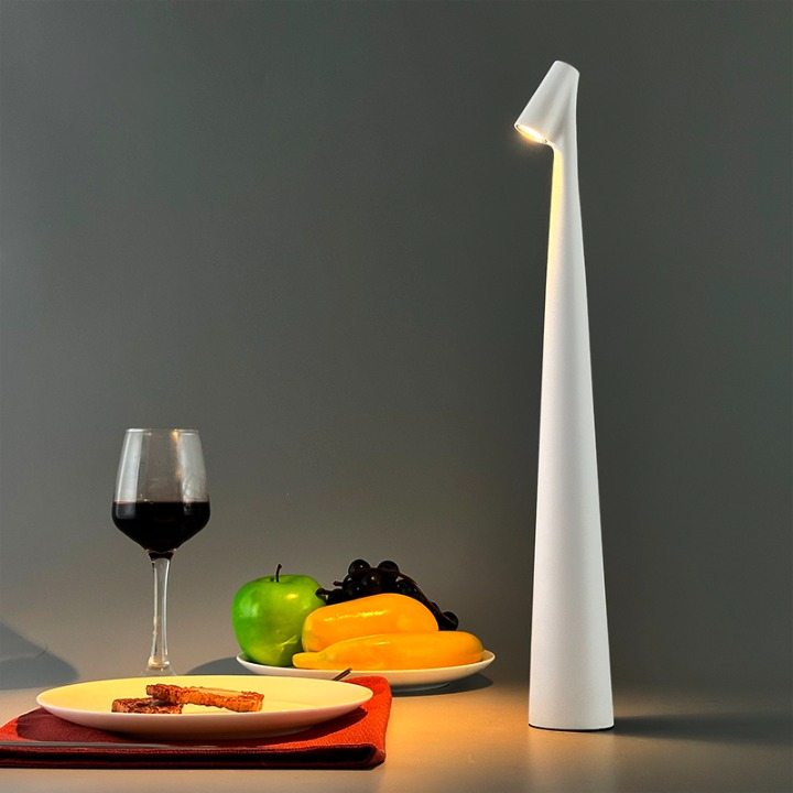 Cordless Table Lamp Cone Shape Rechargeable Aluminium LED Touch Dimmable Modern Dining Bar Bedside