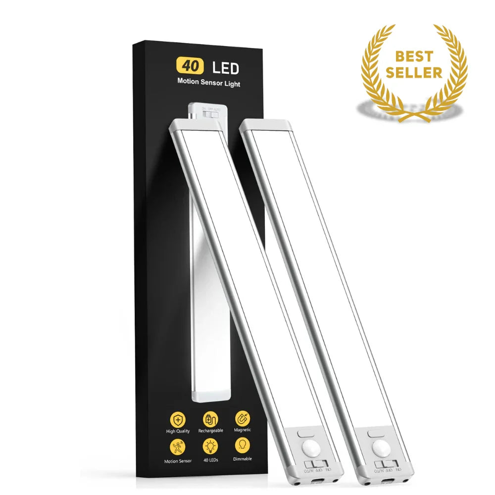 Motion Sensor Light Indoor LED Bar Magnetic Mount Under Cabinet Wardrobe Hallway Stairs