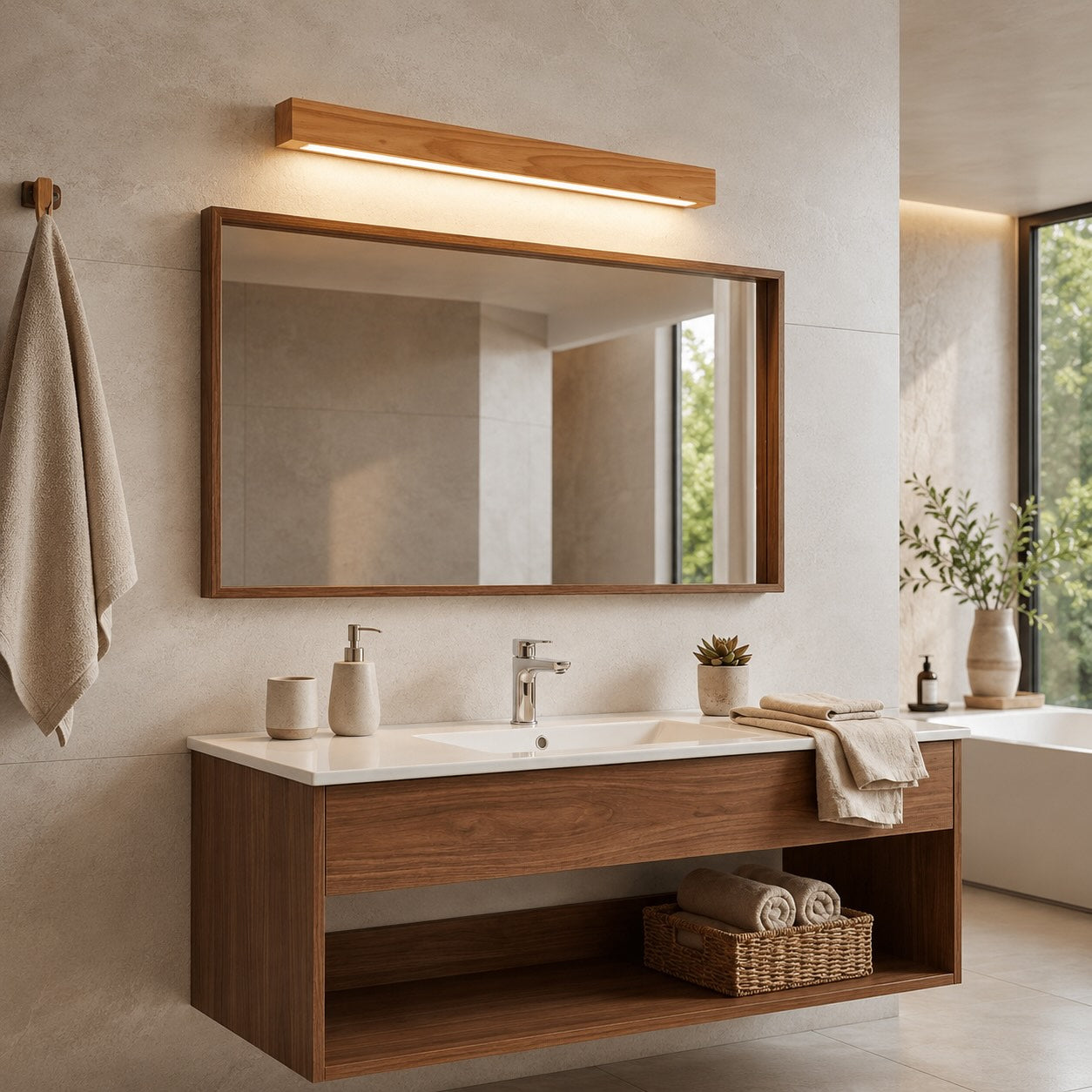 Linear Wood Wall Light with Integrated LED