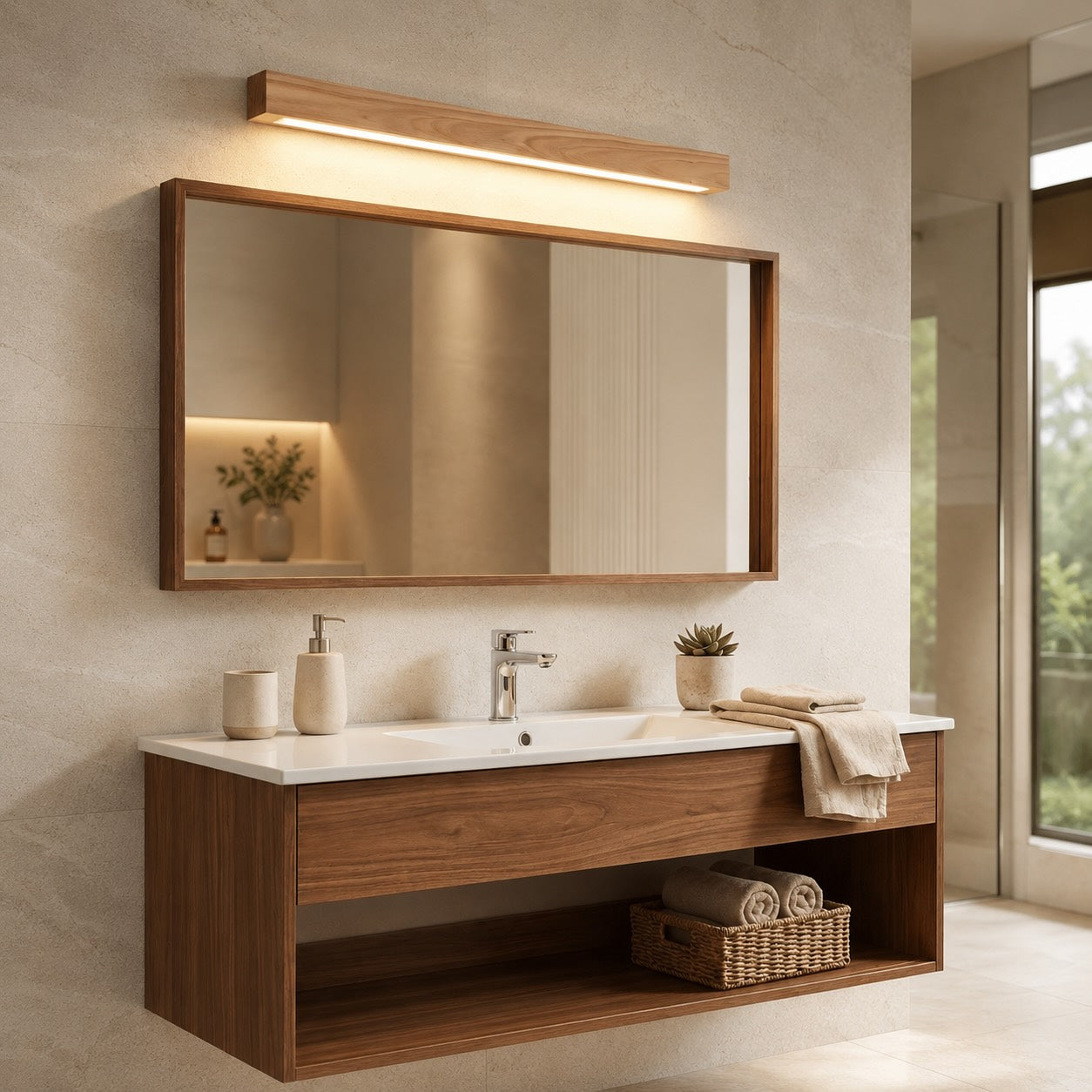 Linear Wood Wall Light with Integrated LED