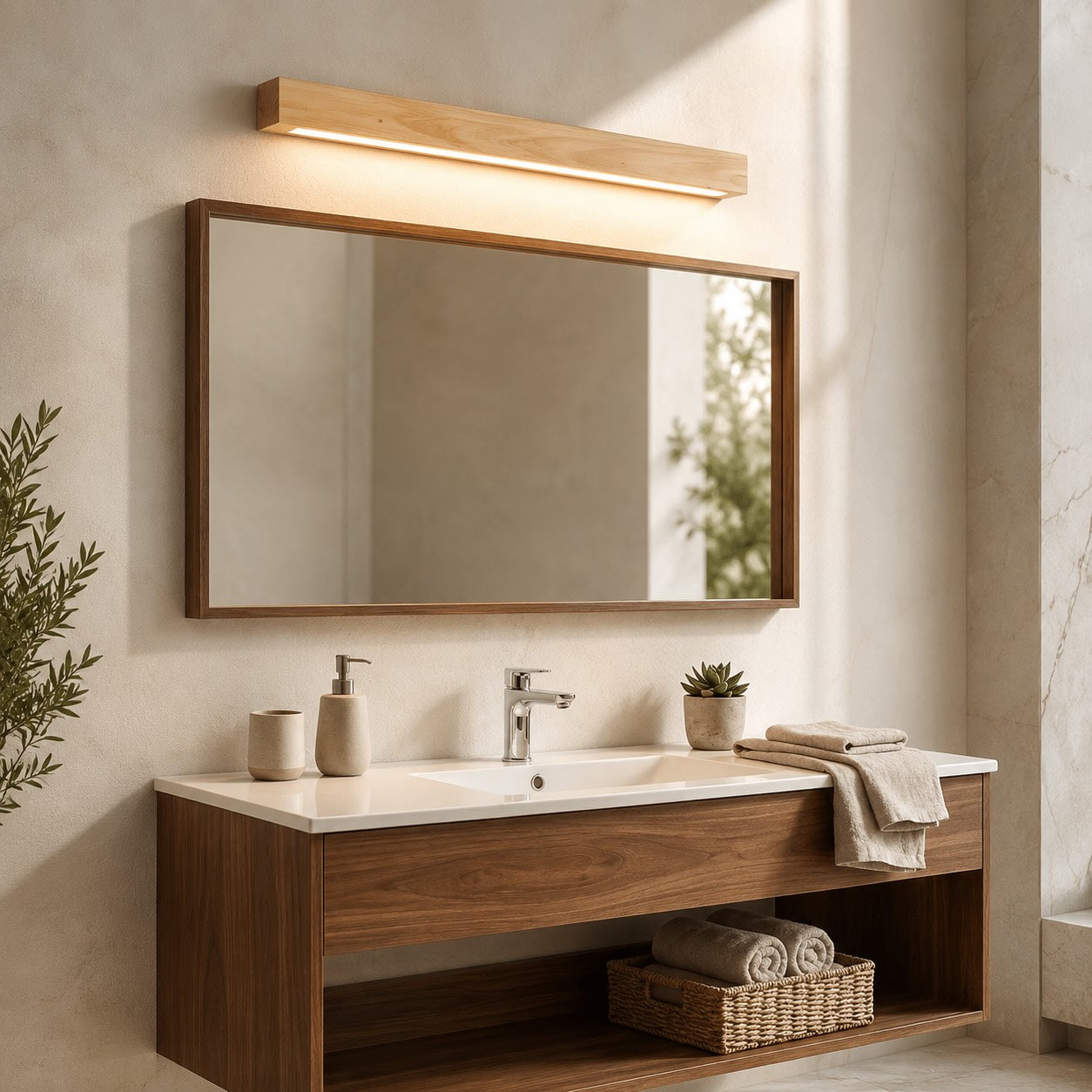 Linear Wood Wall Light with Integrated LED