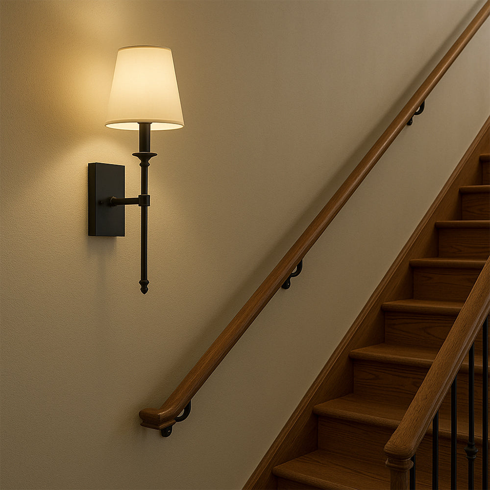 Wall Sconce Set of 2 Fabric Shade Hardwired Bedside Reading Light Hallway Bedroom