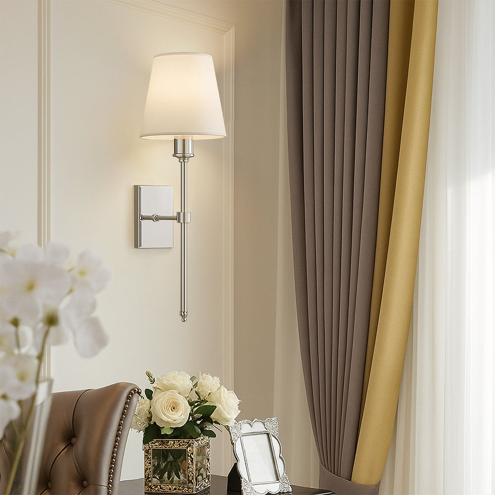 Wall Sconce Set of 2 Fabric Shade Hardwired Bedside Reading Light Hallway Bedroom