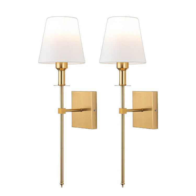 Wall Sconce Set of 2 Fabric Shade Hardwired Bedside Reading Light Hallway Bedroom
