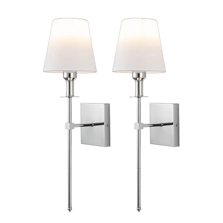 Wall Sconce Set of 2 Fabric Shade Hardwired Bedside Reading Light Hallway Bedroom